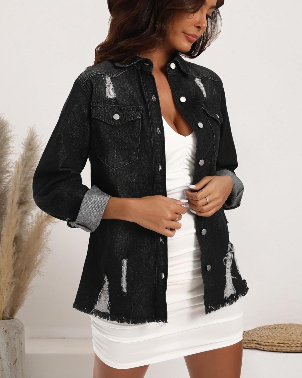 Argstar Denim Jacket for Women Button Up Long Sleeve with Pockets (Available in Inner Pockets) - Image 3