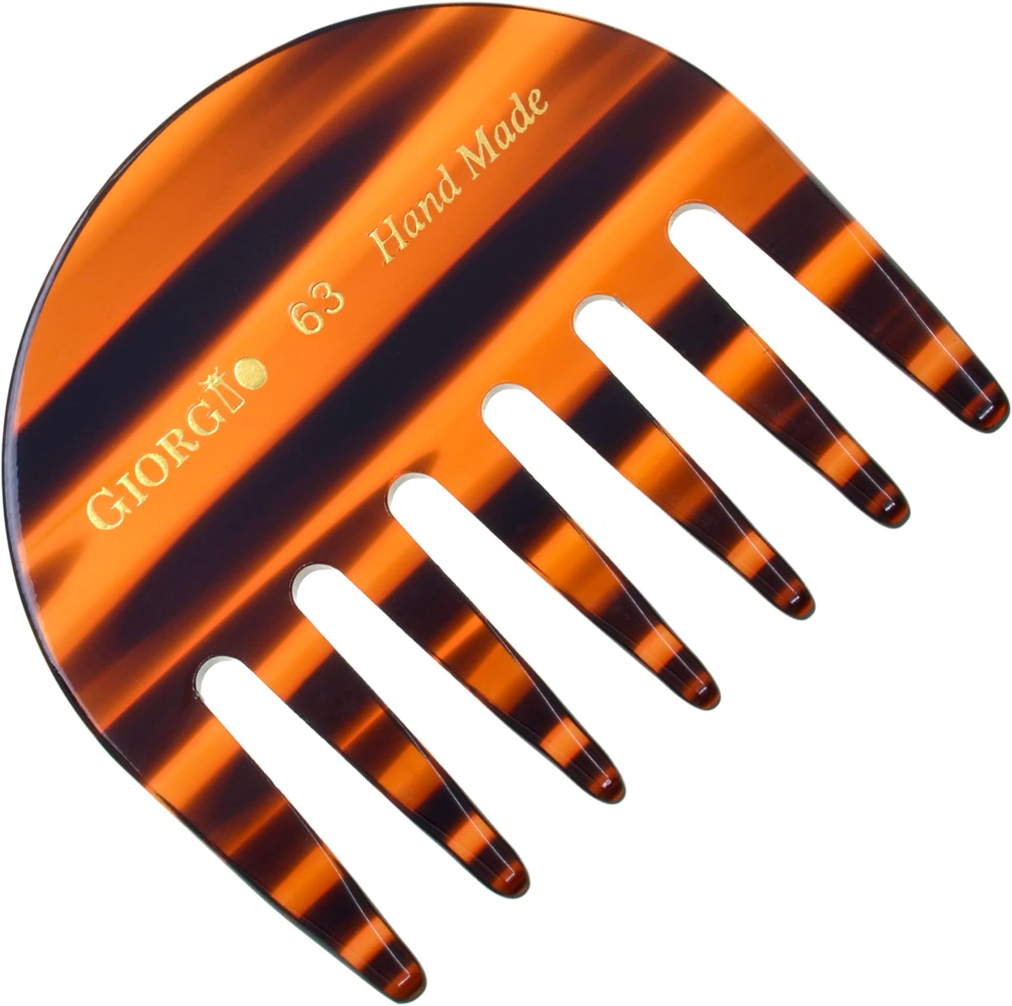 Giorgio G63 Detangling Comb for Women - Wide Tooth, Pocket and Travel Size for Thick Hair, Wet or Dry Everyday Care. Handmade, Saw-Cut, and Polished