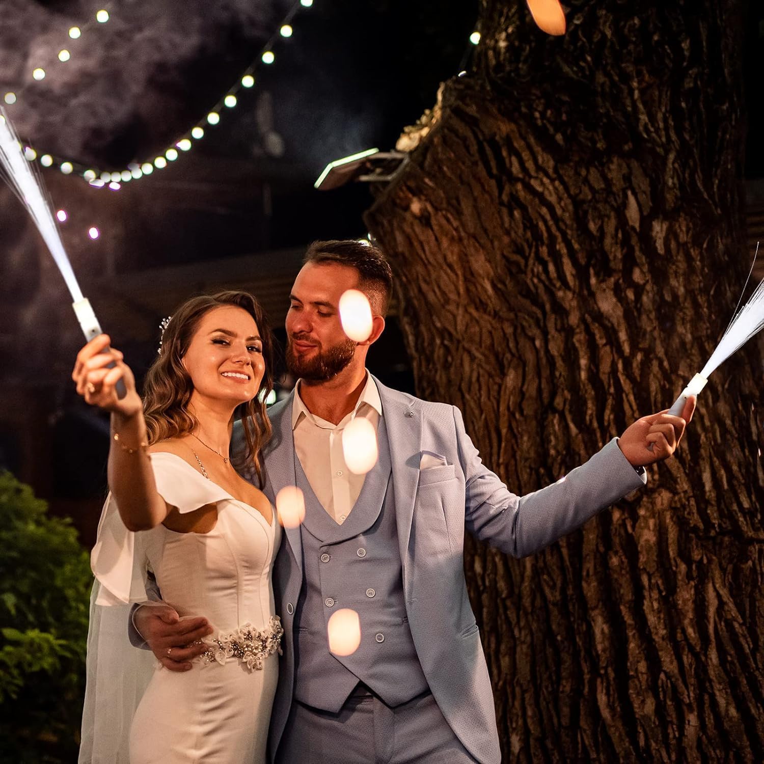 72 bastoncini luminosi in fibra di vetro bianco per matrimoni, ghirlanda luminosa in fibra di vetro, luci al buio, matrimoni, feste, regalo di compleanno per bambini, concerti