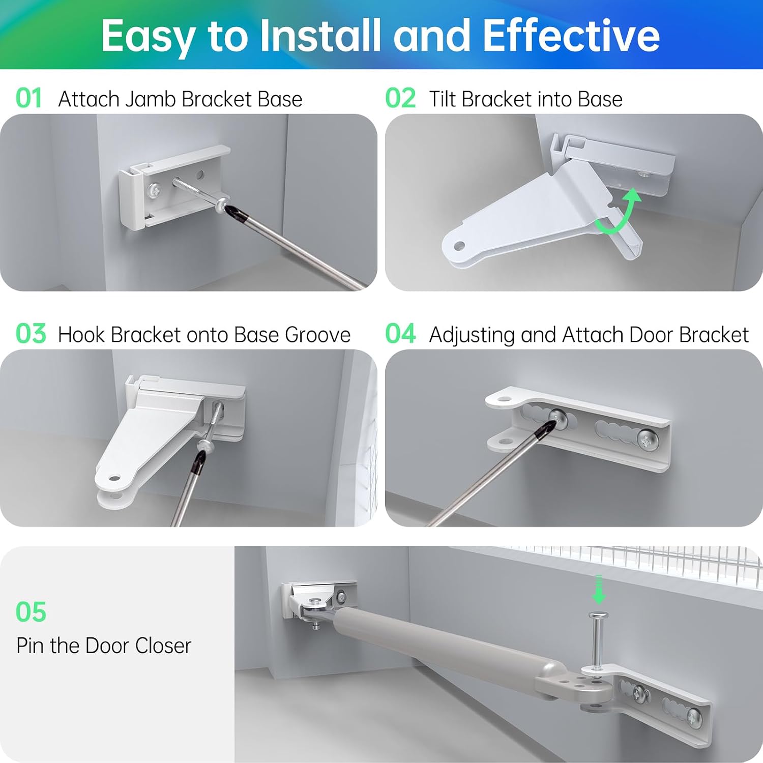 Yuleimy Reinforced Storm Door Closer Bracket Replacement Kit, White