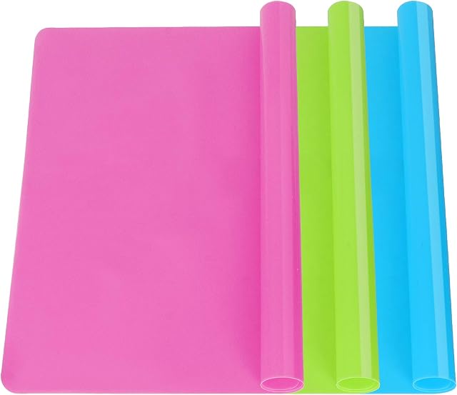 3 PCS A3 Large Silicone Mat, Outivity Non-Stick Baking Mat Sheet Washable Reusable Silicone Mat for Worktop Resin Placemat Mat Countertop Protector,Multipurpose Sheet, 40CM*30CM