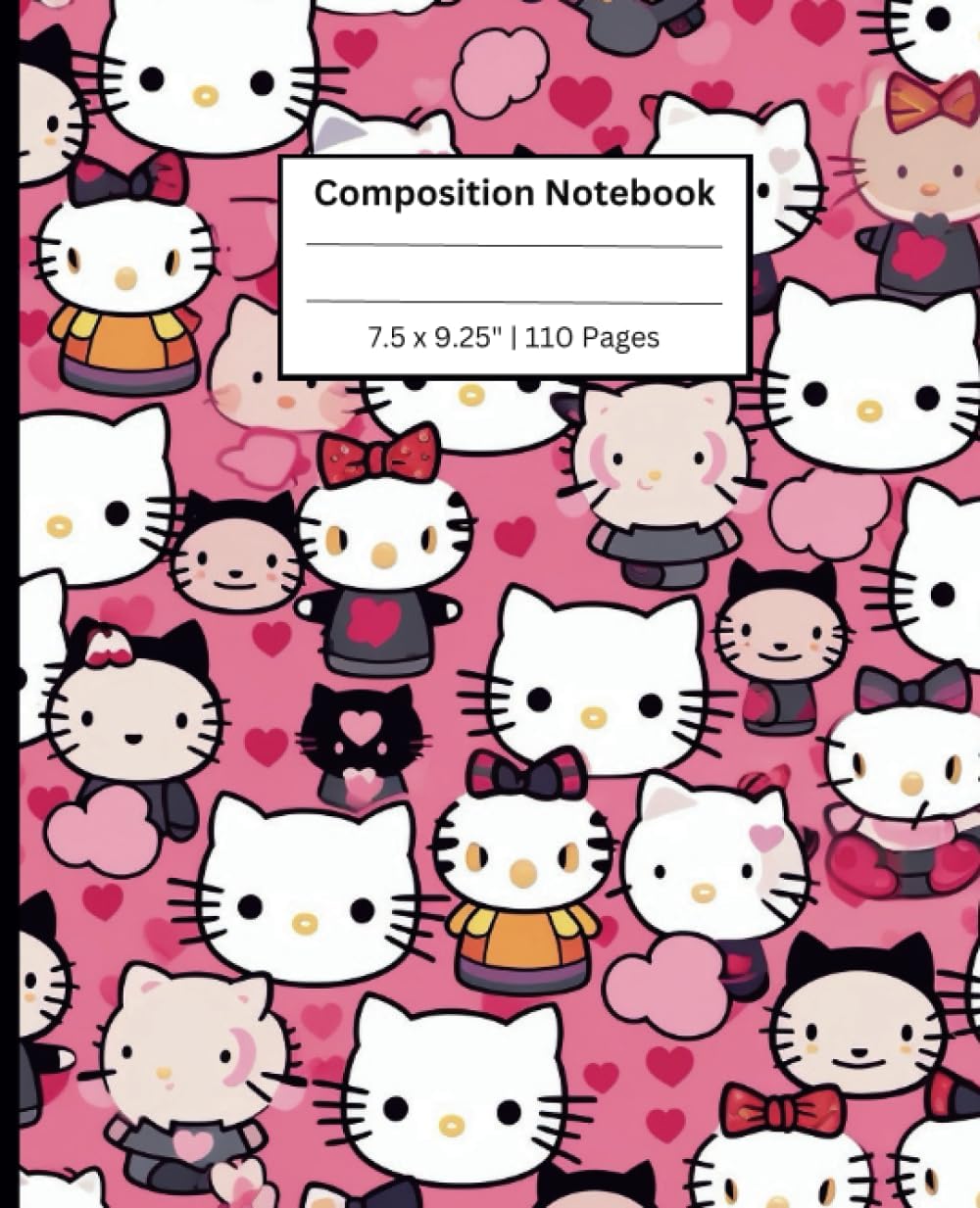Kawaii Cats H-e-l-l-o K-i-t-t-y Composition Notebook, College Ruled (7.5 x 9.25): School Notebook, Gift for Kids Teens and for Back to School, Gift for Anime Lovers Paperback – 1 Sept. 2023