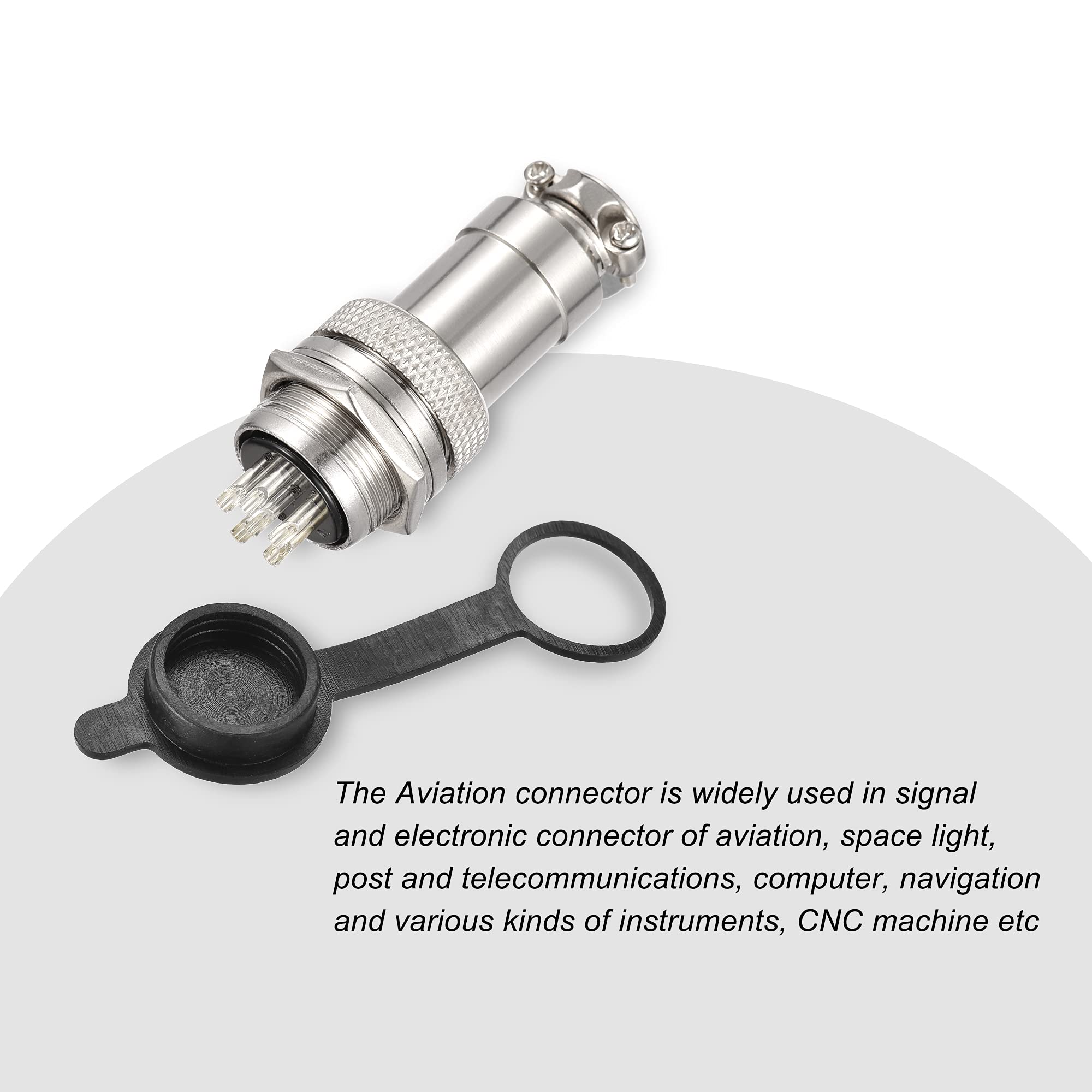 sourcing map Packung mit 5 Sätzen Luftfahrtstecker Set 20mm 5 Klemmen 7A 250V GX20 wasserdichte männliche weibliche Anschlussstücke mit Steckerabdeckung