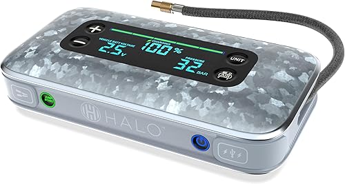 Miniatura 2 de HALO Bolt Air+ 1750 - Arrancador de batería portátil para automóvil  Compresor de aire de 130 PSI, banco de energía USB de 59.9 Wh, pantalla grande,
