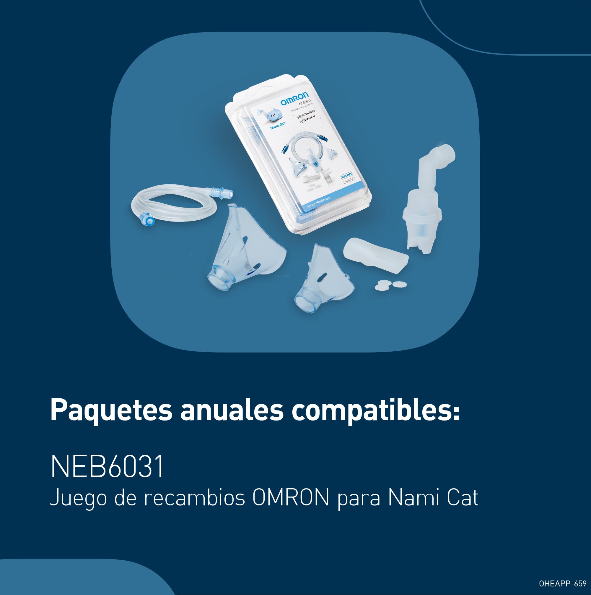 OMRON Nami Cat Nebulizador – Nebulizador niños, compresor potente para tratamientos rápidos y eficaces de afecciones respiratorias infantiles