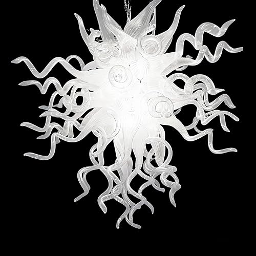 Longree Candelabros de lujo modernos de cristal soplado a mano lámpara de techo colgante para dormitorio sala de estar comedor