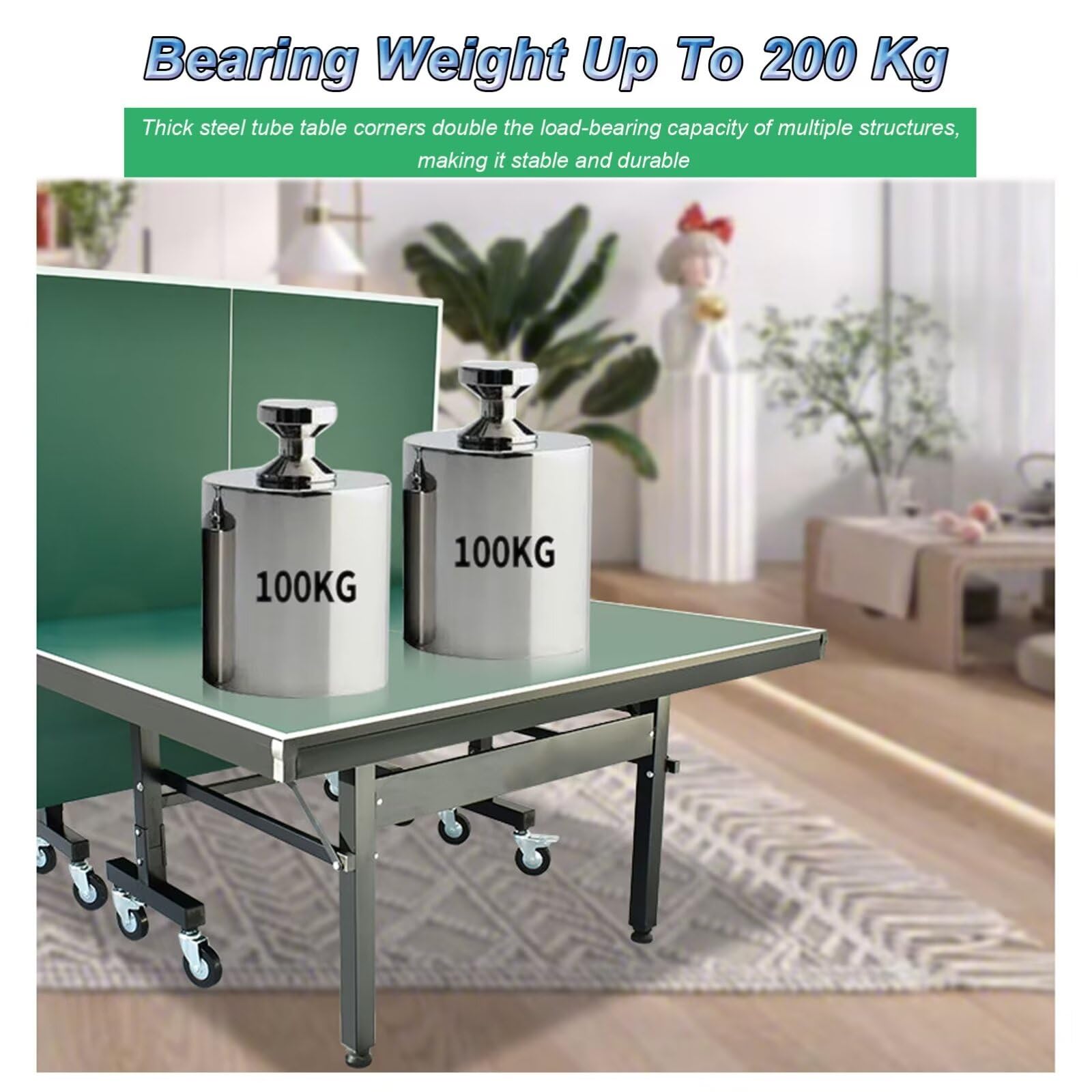 Tavolo da Ping Pong, Tavolo da Ping Pong Portatile per Interni ed Esterni con 8 Ruote, Palline e Rete, Tavolo Professionale Pieghevole di Dimensioni Standard, Resistente 274 x 155 x 76 cm, f