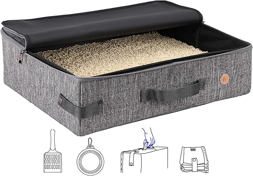 petisfam Caja de arena portátil para gatos en el automóvil. Sin olor, a prueba de fugas, plegable, plegable