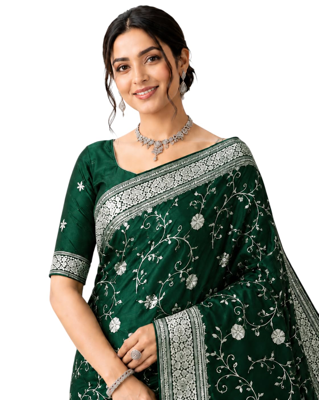 Banarasi Satin Silk Blend Saree Purple with Silver Weave-picture-21