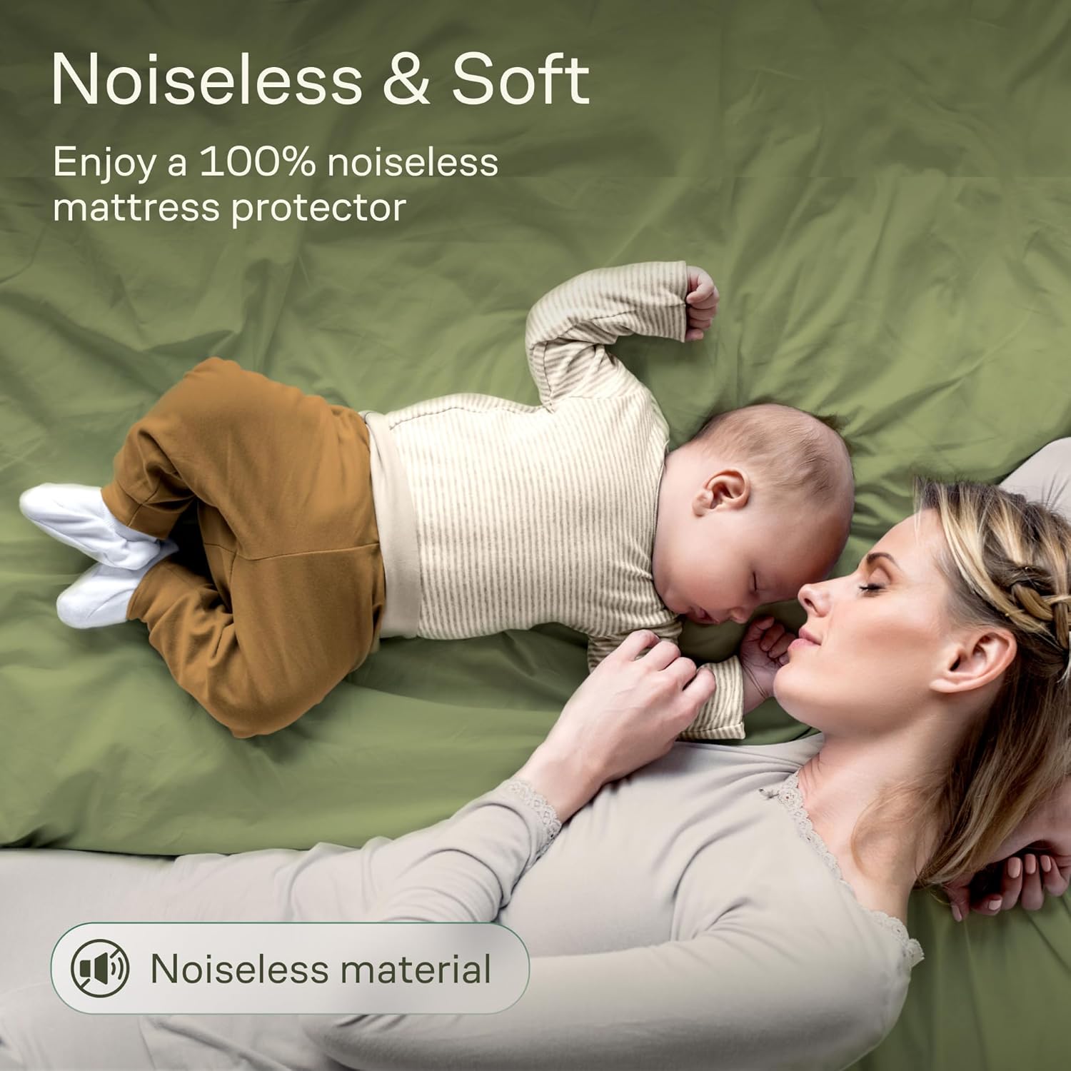 100% Waterproof Queen Mattress Protector - 360 Pad Protection Against Spills, Stains & Accidents for Parents & Pet Owners - Noiseless & Cooling Viscose Made from Bamboo (Green)