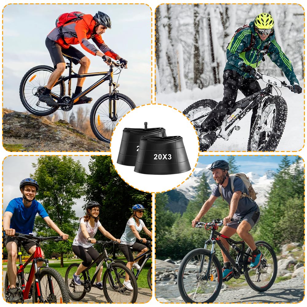dętki rowerowe 20 x 3,0, pogrubione, 20 cali, z 2 łyżkami do opon, zapasowe dętki do opon MTB/Bike Tires