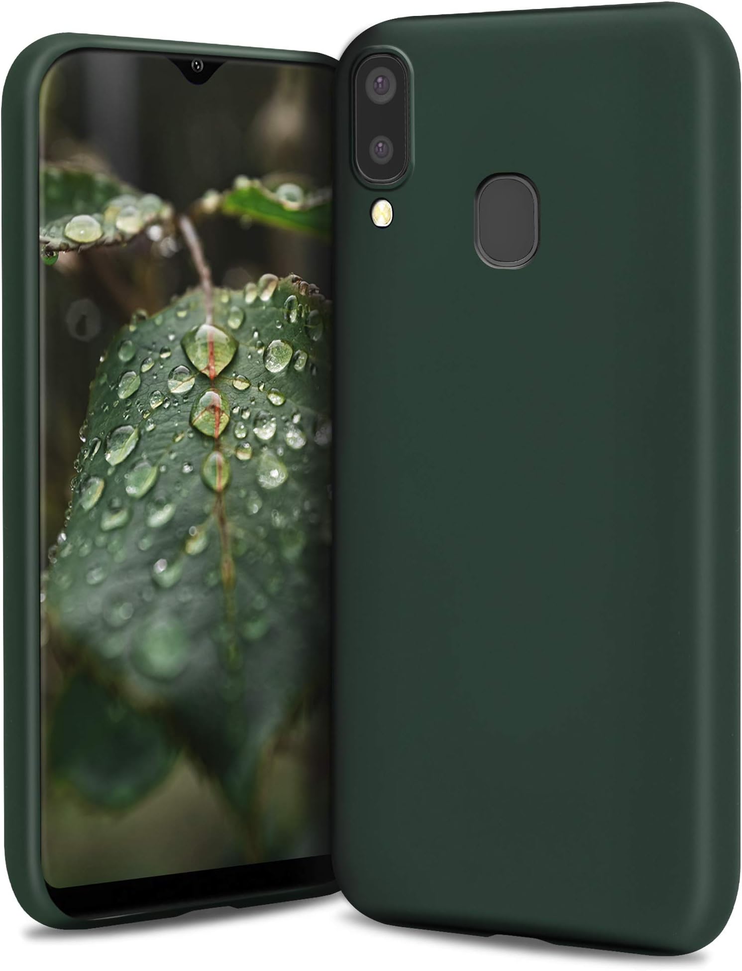 MoozyLifestyle. Designed for Samsung A20e Case, Dark Green - Liquid Silicone Lightweight Cover with Matte Finish and Soft Microfiber Lining, Premium Silicone Case