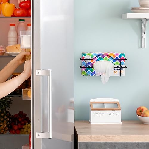 Miniatura 6 de FMP Brands Paquete de 30 dispensadores de guantes individuales  Estante de alambre de montaje en pared, soporte desechable para servilletas,