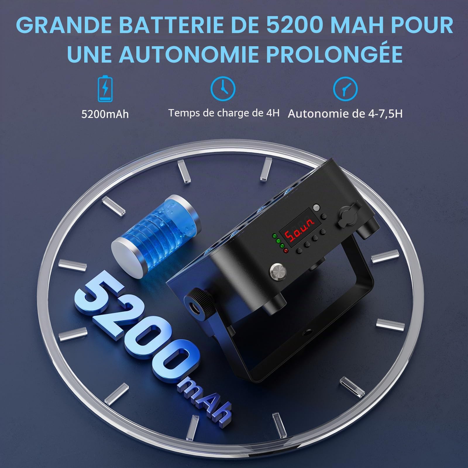 4PCS 100W LED Par Light Lumière de Scène,4 en 1 RGBWA+UV Mini DJ Fête Eclairage de Scène avec Télécommande/DMX/APP,Projecteur Recargable Lampe pour Disco Fête DJ Bar Concerts Halloween Noël