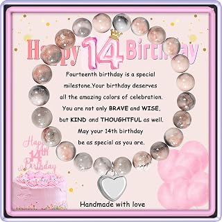 Happy Birthday Gifts for 5-21 Year Old Girls, Birthday Natural Stone Beads Bracelet Gifts for Daughter Granddaughter Niece Teen Girls with Gift Box, Message Card