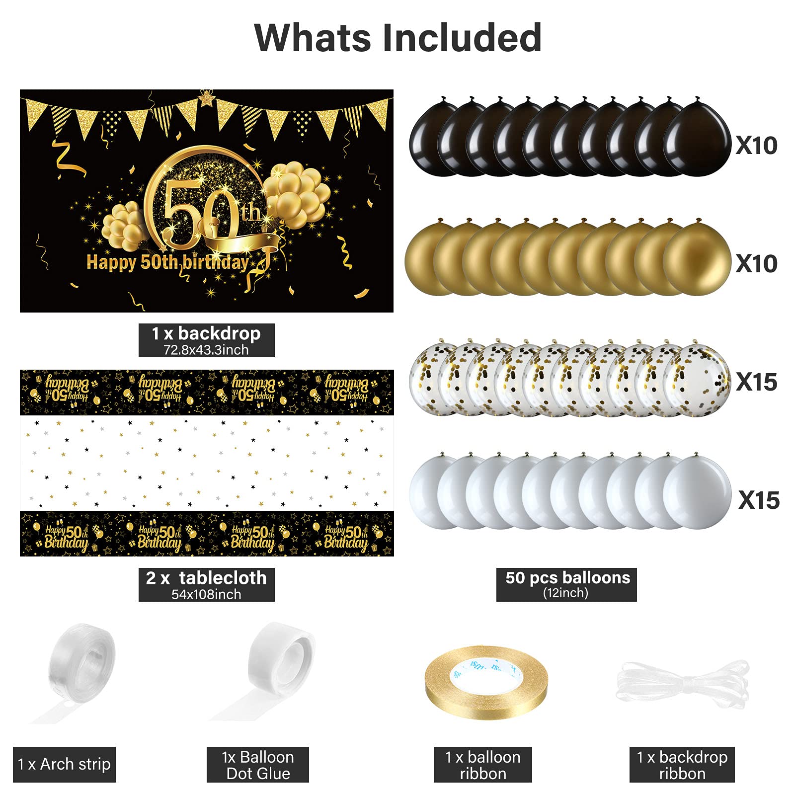 ZHENGYE Black Birthday Party Decorations Set - Includes Banner, Garlands, Balloons & Confetti For Black Theme Parties - View #12
