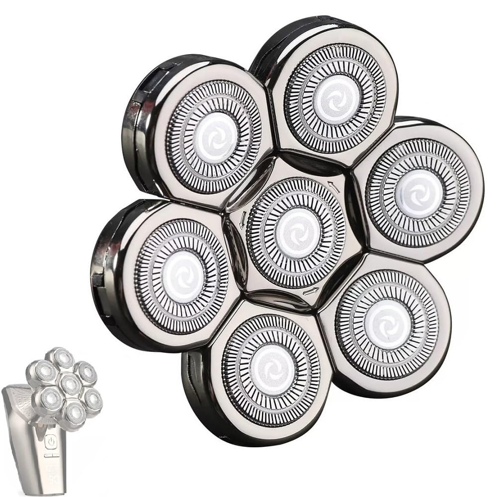 Cabezales de afeitadora eléctrica 7D de repuesto para maquinillas de afeitar eléctricas rotativas de 7 cabezales, cuchillas universales de repuesto para hombres calvos