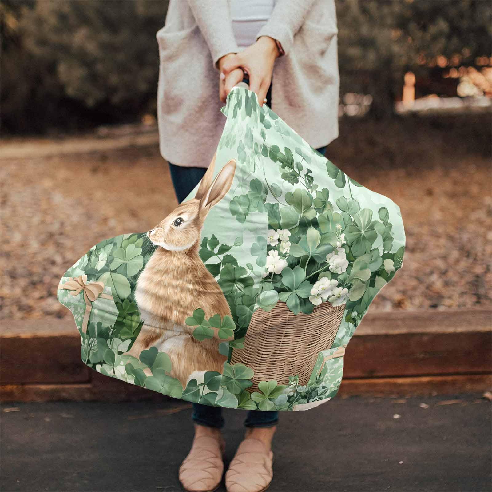 Nursing Cover for Breastfeeding Scarf, Rabbit Light Green Shamrock St. Patrick's Day Baby Car Covers Super Soft Multi Use for Canopy Shopping Cart Cover Blanket Stroller Cover