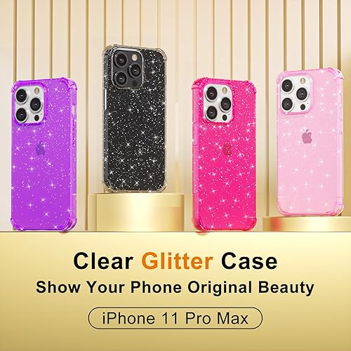 Miniatura 3 de Funda para iPhone 11 Pro Max con purpurina transparente, bonita funda brillante para mujer, diseño estético femenino, transparente, delgada,