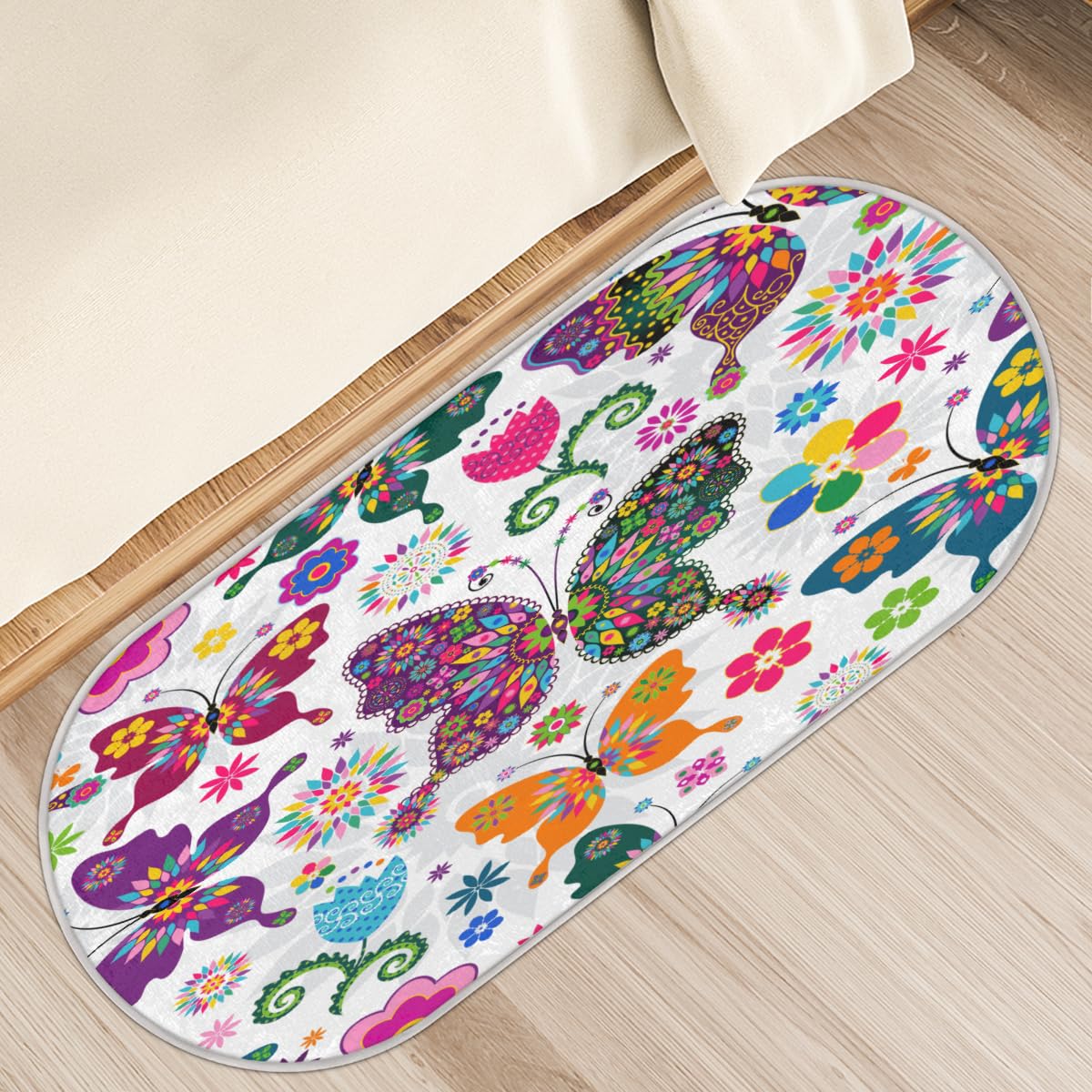 Tapis antidérapant cuisine et chambre 50 x 120 cm à motif floral