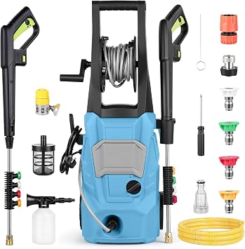 High Pressure Washer 2200W   200 Bar Max Pressure, 540L/h   with 4 Interchangeable Nozzles, Foam Sprayer & 33ft Hose   Great for Cleaning Cars, Patios, Decking & Garden Furniture.