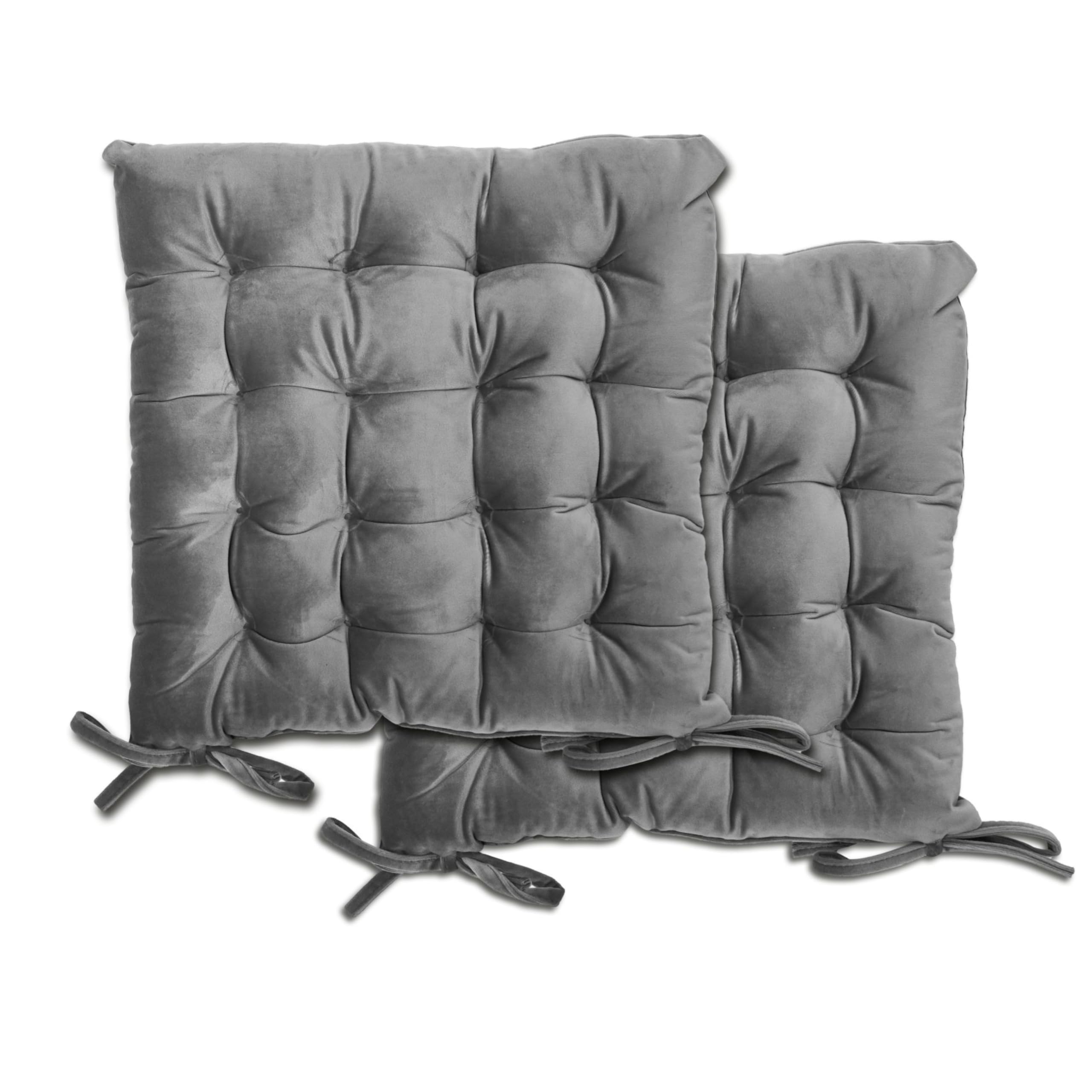 Emma Barclay Charcoal Velvet Holland Luxury Seat Pad In - 16X16 (40X40cm)