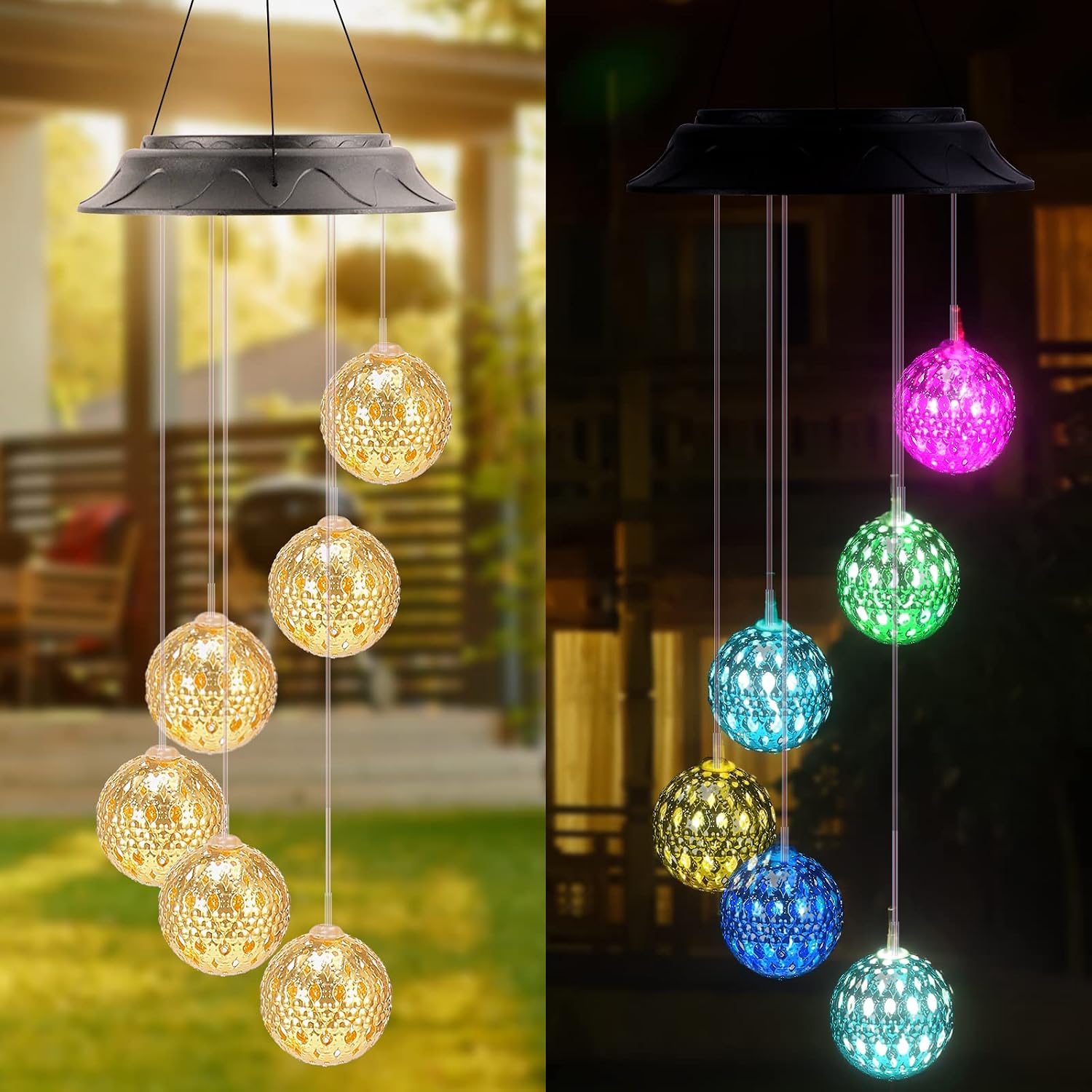 Solar Wind Chime Gifts for Mothers Day /Grandma Gifts/Birthday Gifts for mom Outdoor/Indoor Decor,Yard Decorations ,Memorial Wind Chimes,mom's Best Gifts (Gold)
