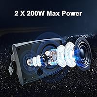 Vista 2 de STUDIOFINIX Altavoces para exteriores de 6.5 pulgadas, 400 W, con cable, impermeables, pasivos con graves potentes, altavoces de montaje en pared