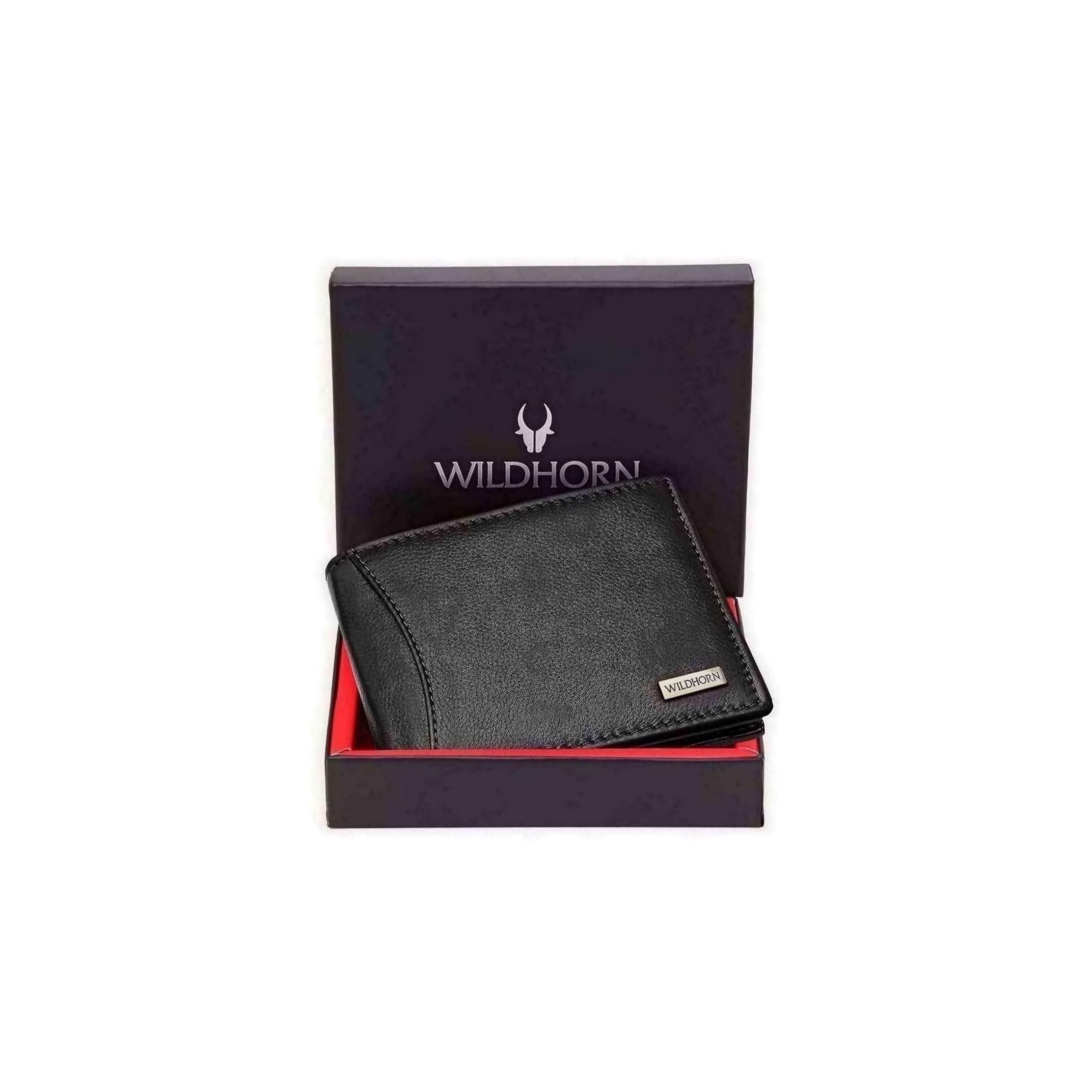 WildHornRfid Protected Leather Wallet For Men, Jade Black