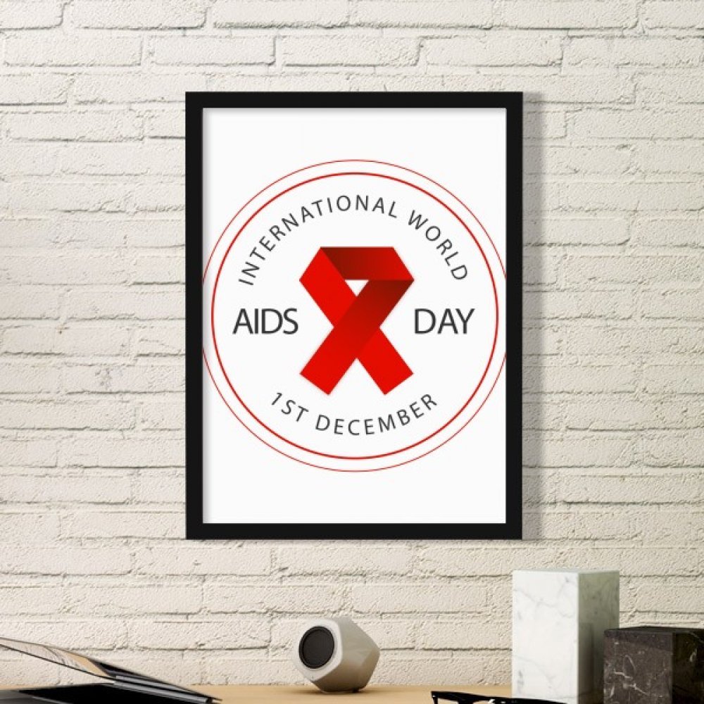 Solidarité SIDA cadre photo Ruban Rouge affiche pour ne pas oublier