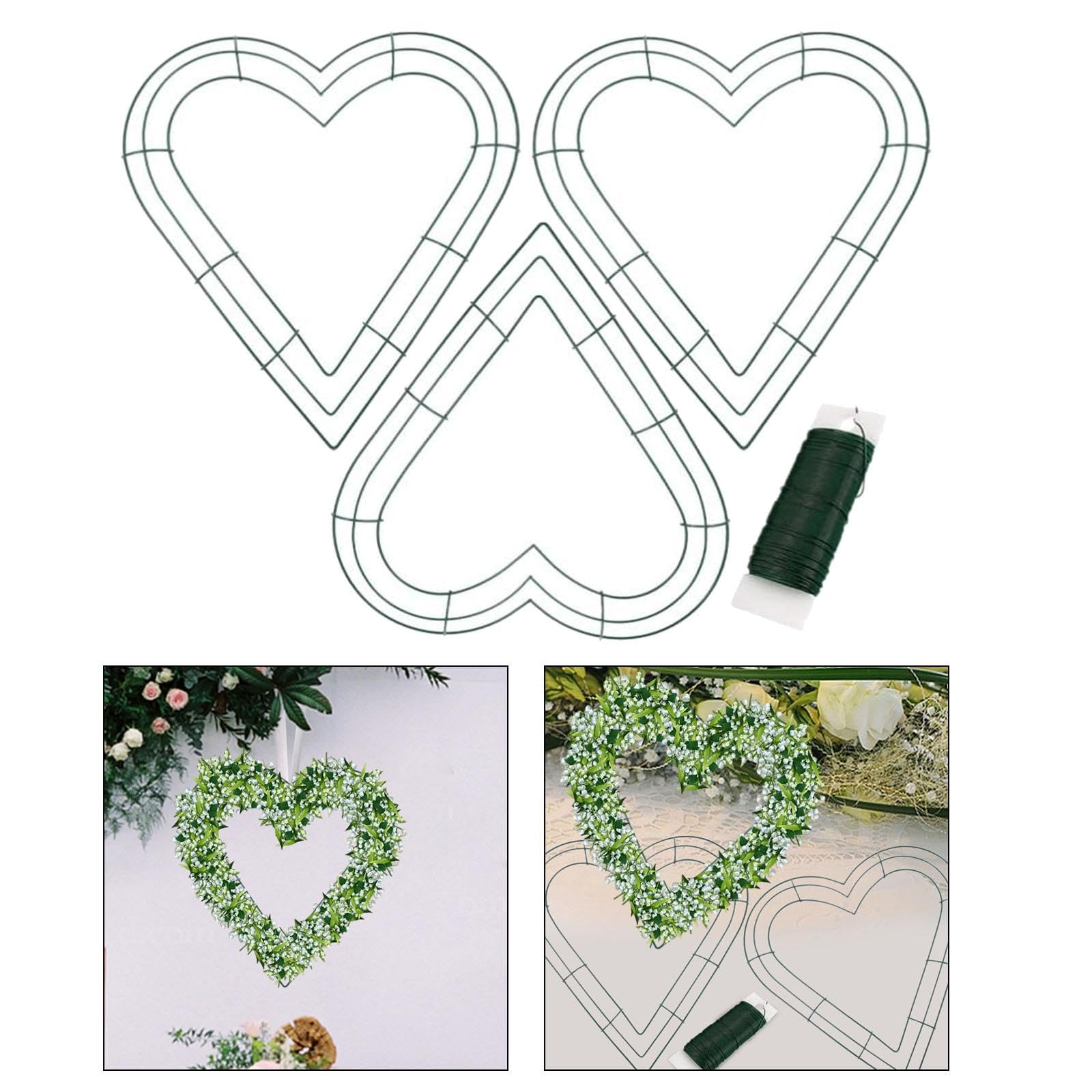 Perfeclan Couronne en Forme de cœur (3 pièces) - Support pour Couronne de 30 cm (11,81 Pouces) - Anneau Floral à Monter soi-même - Idéale pour Les cérémonies,