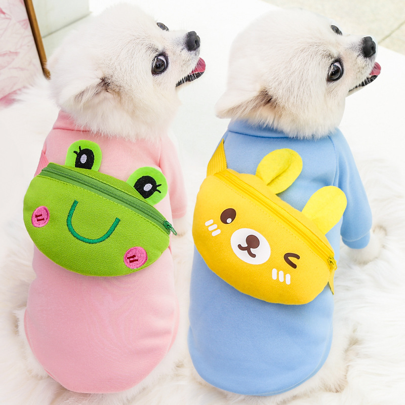 Maglione per animali Abbigliamento for animali domestici Vestiti for cani dei cartoni animati con borsa a tracolla Felpa con cappuccio for cani con stampa orso piccolo Felpa con gatto autunno inverno