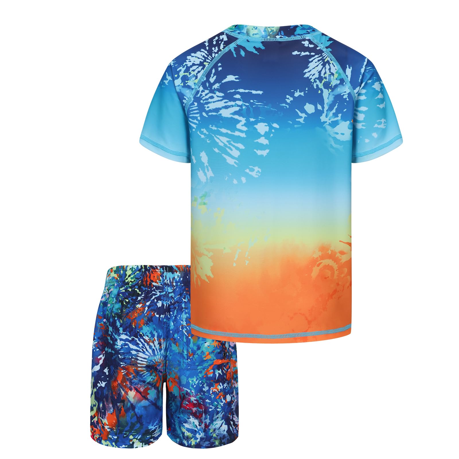 Costume da bagno per bambini a due pezzi con pantaloncini a maniche corte per bambini, età 5-16 anni