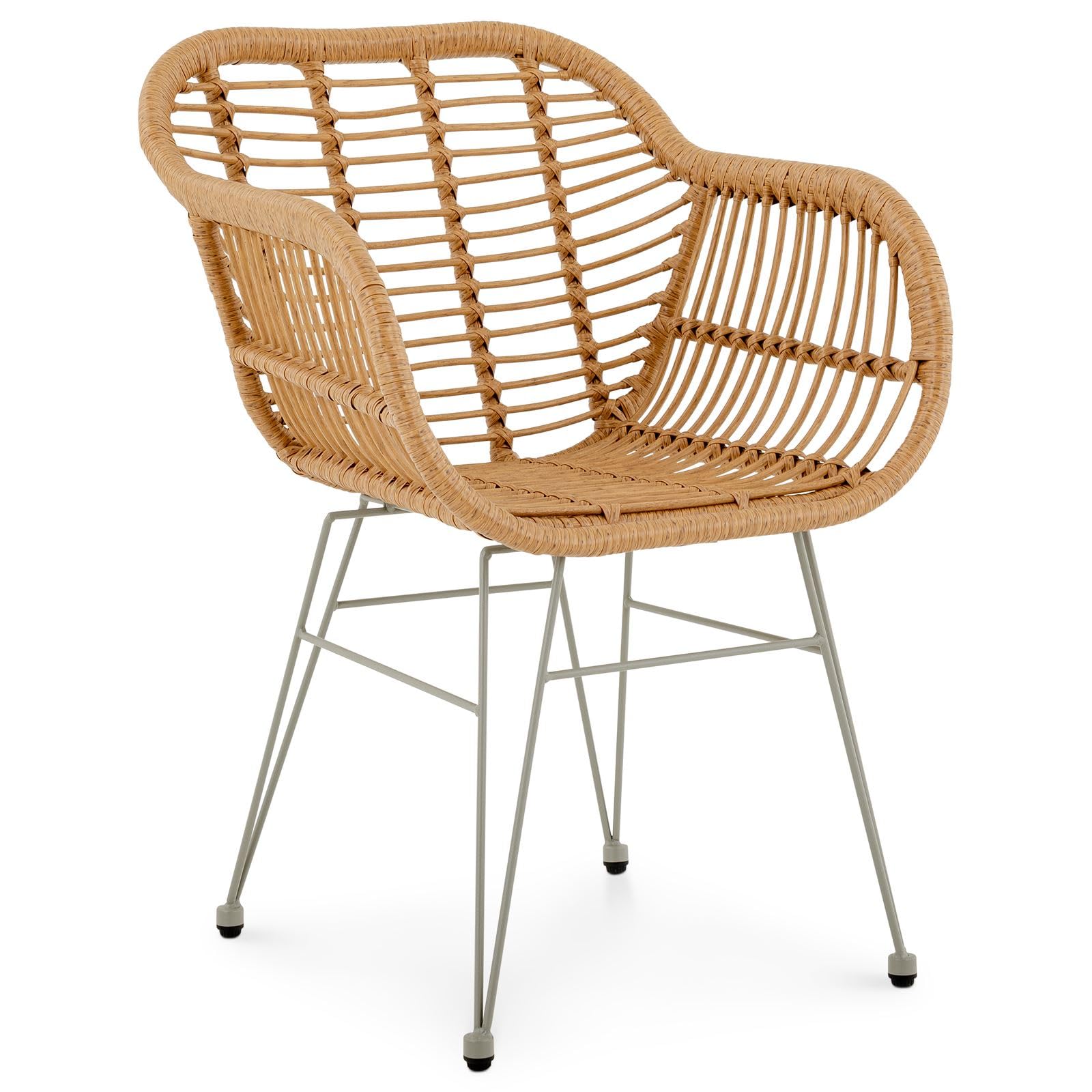 IDIMEX Lot de 2 chaises de Jardin Paramo, Imitation rotin Brun et Beige Fauteuil d'extérieur pour terrasse ou Balcon résistant aux UV, 4 Pieds en métal Anti-Rouille et Coussin d'assise Blanc