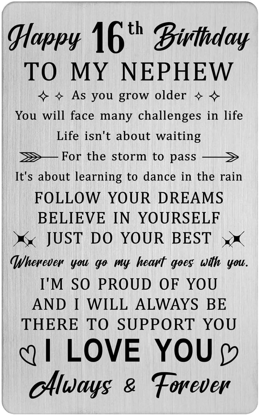 HYHYDHP Nephew 16th Birthday Card -16th Birthday Gifts for Nephew, Happy 16 Year Old Bday Cards