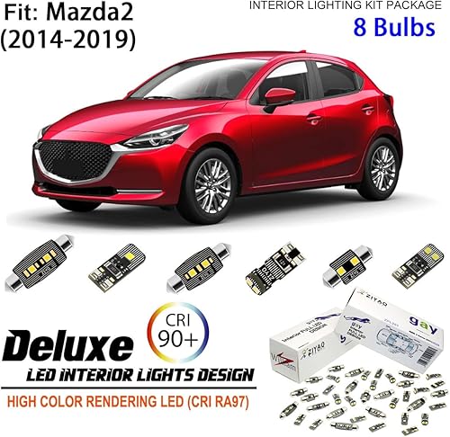 Miniatura 9 de ZPL6611 - (8 bombillas) Kit de luz LED interior + bombillas de matrícula de repuesto para Mazda2 2014-2019, luz de cúpula blanca de xenón