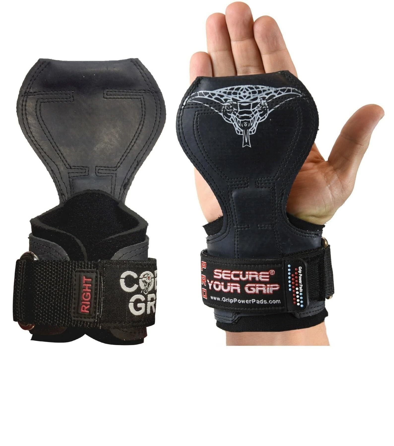 Cobra Grips PRO Weight Lifting Gloves - Black | with Heavy Duty Straps & Built in Adjustable Neoprene | Softly Padded Wrist Wrap Support for Powerlifting | Durable Double Stitching - 1 Pair-image-40
