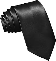 WOXVM Men's Classic Solid Satin Necktie - 3.15" Wide Pure Color Formal Black Tie for Business, Weddings & Suits