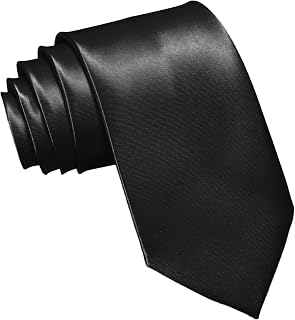 WOXVM Men's Classic Solid Satin Necktie - 3.15" Wide Pure Color Formal Black Tie for Business, Weddings & Suits