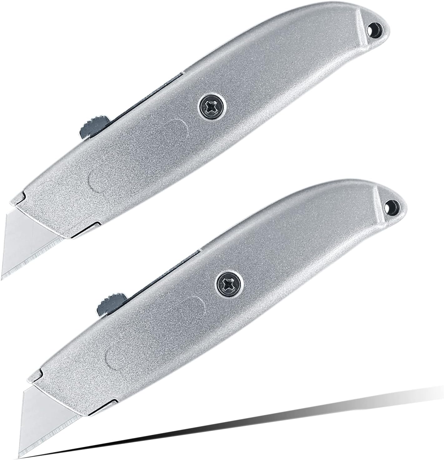 SYITCUN Retractable Utility Knife 2 Pack, Auto-Lock SK5 Box Cutter, Heavy Duty Carpet Cutter, Ergonomic Comfort Grip Razor Knife Utility