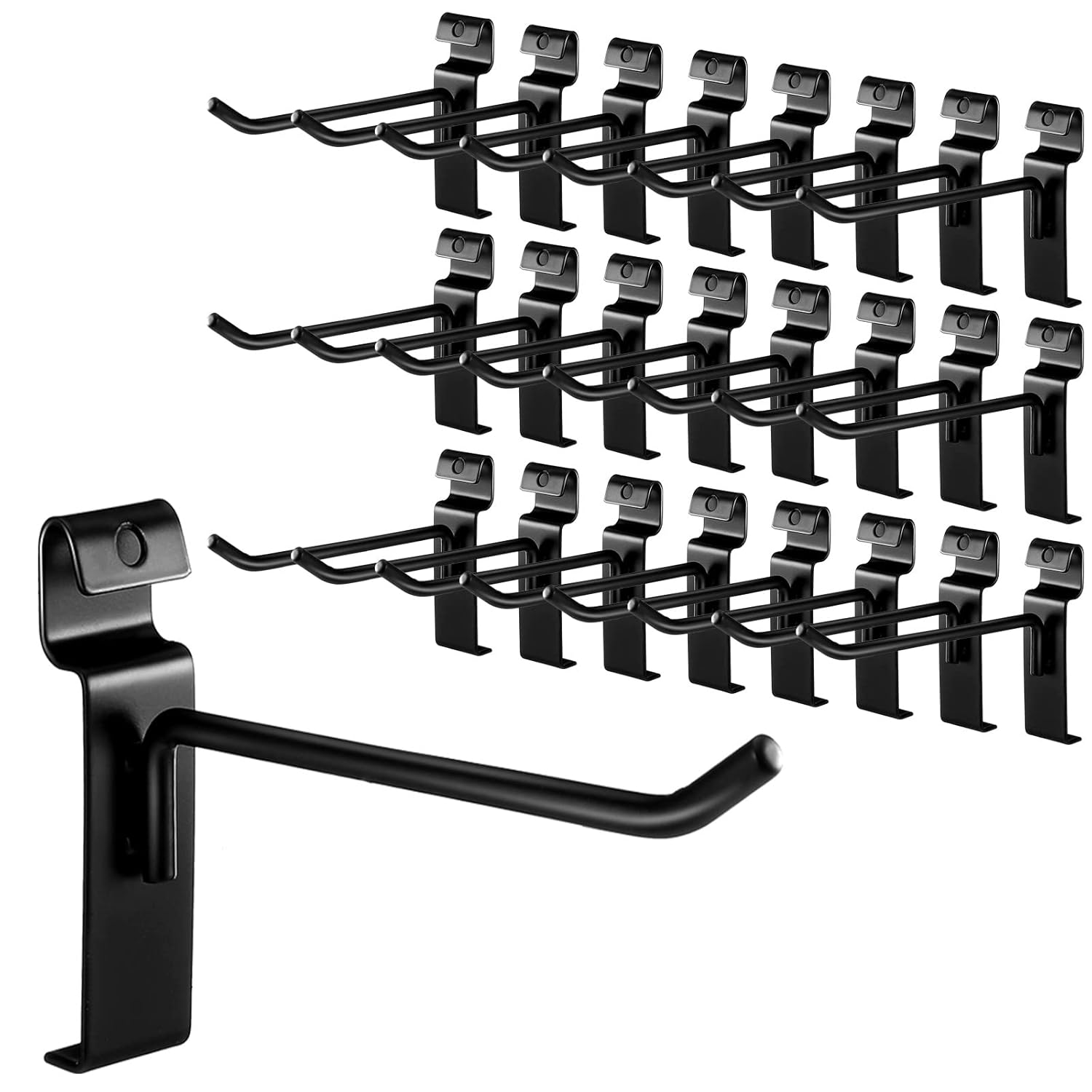Oudain Gridwall Peg Hooks Black Grid Wall Panels Display Hooks Hangers Wire Display Rack Grid Wall Accessories for Retail Shop, Garages, Workshops(50 Pack,2/4/6/8/10 Inch)