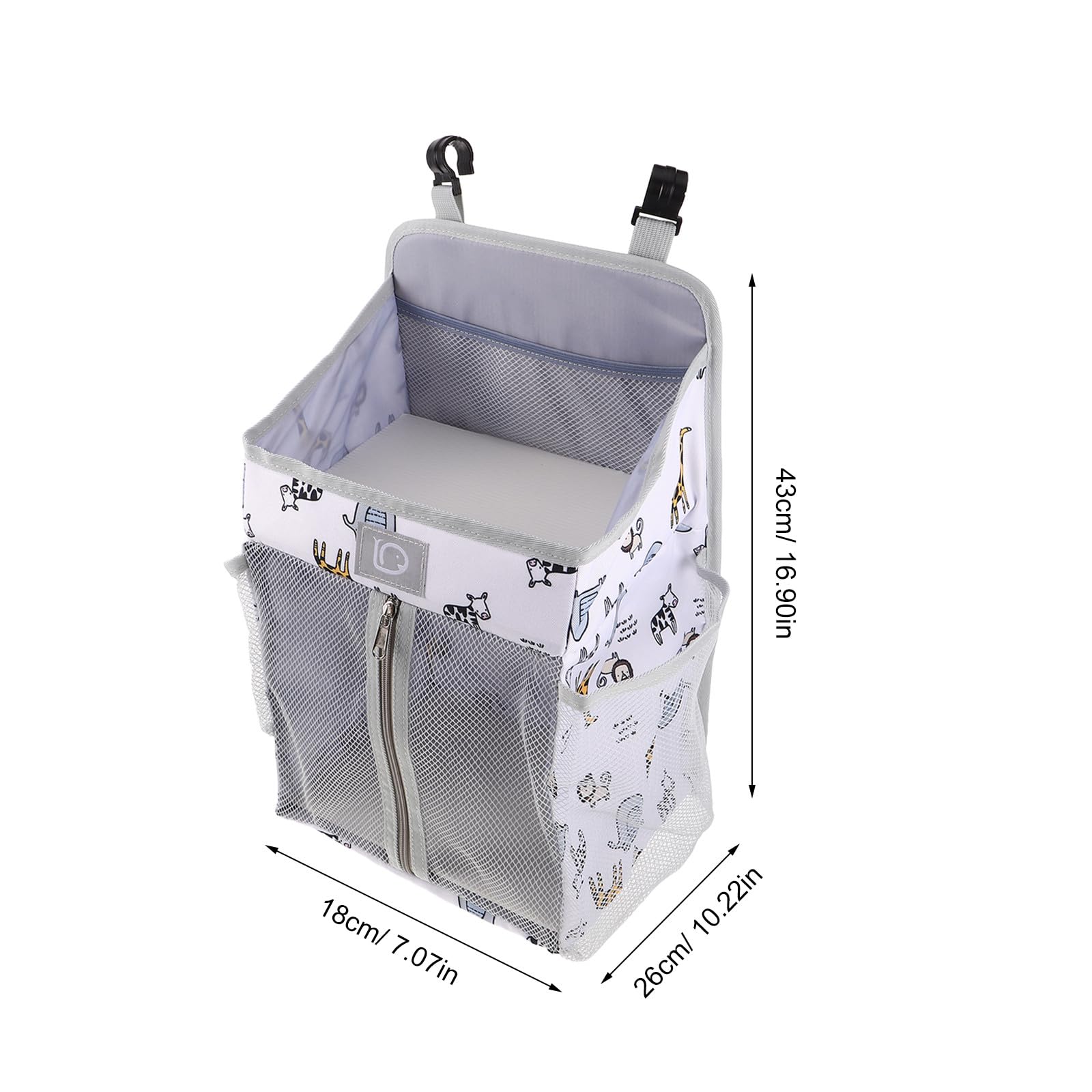 SUPVOX Bolsa de Almacenamiento para Cuna de Organizador Colgante para Pañales con Patrón de Zoológico para Cambiador de Corralito y Habitación Infantil