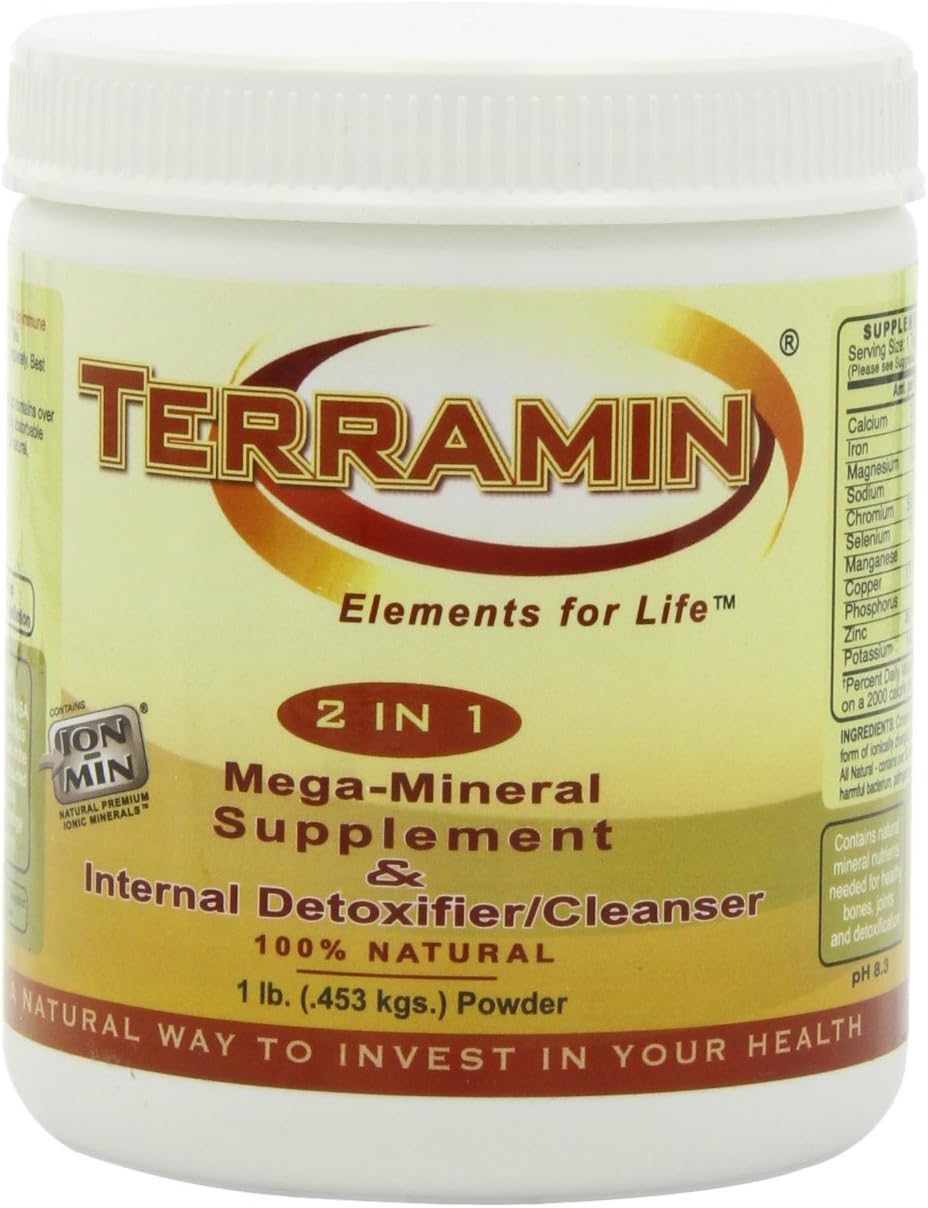 Ion Charged Terramin Mega-Mineral Supplement & Internal Detoxifier/Cleanser, 1-Pound Powder Jar