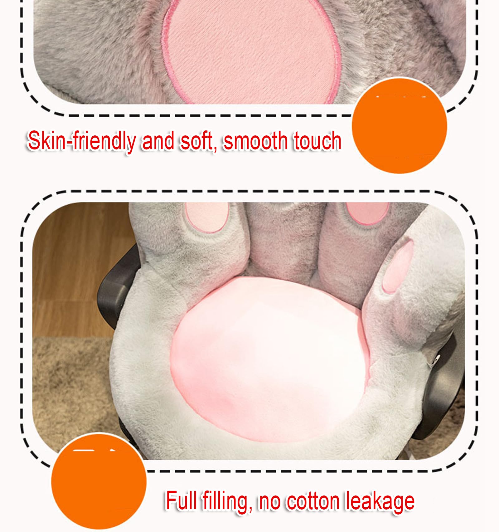 Bequemes Stuhlkissen, Plüschkissen mit Katzenpfoten, Kawaii-Katzenkissen für die Heimdekoration, für Büro- und Computer-Gaming-Stuhl,A,45 * 40 * 35cm