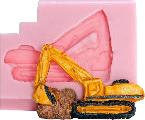 Molde de silicona para excavadora pequeña, fondant seguro para alimentos, resina, molde de arcilla polimérica. Flexible y fácil de usar. Moldes para