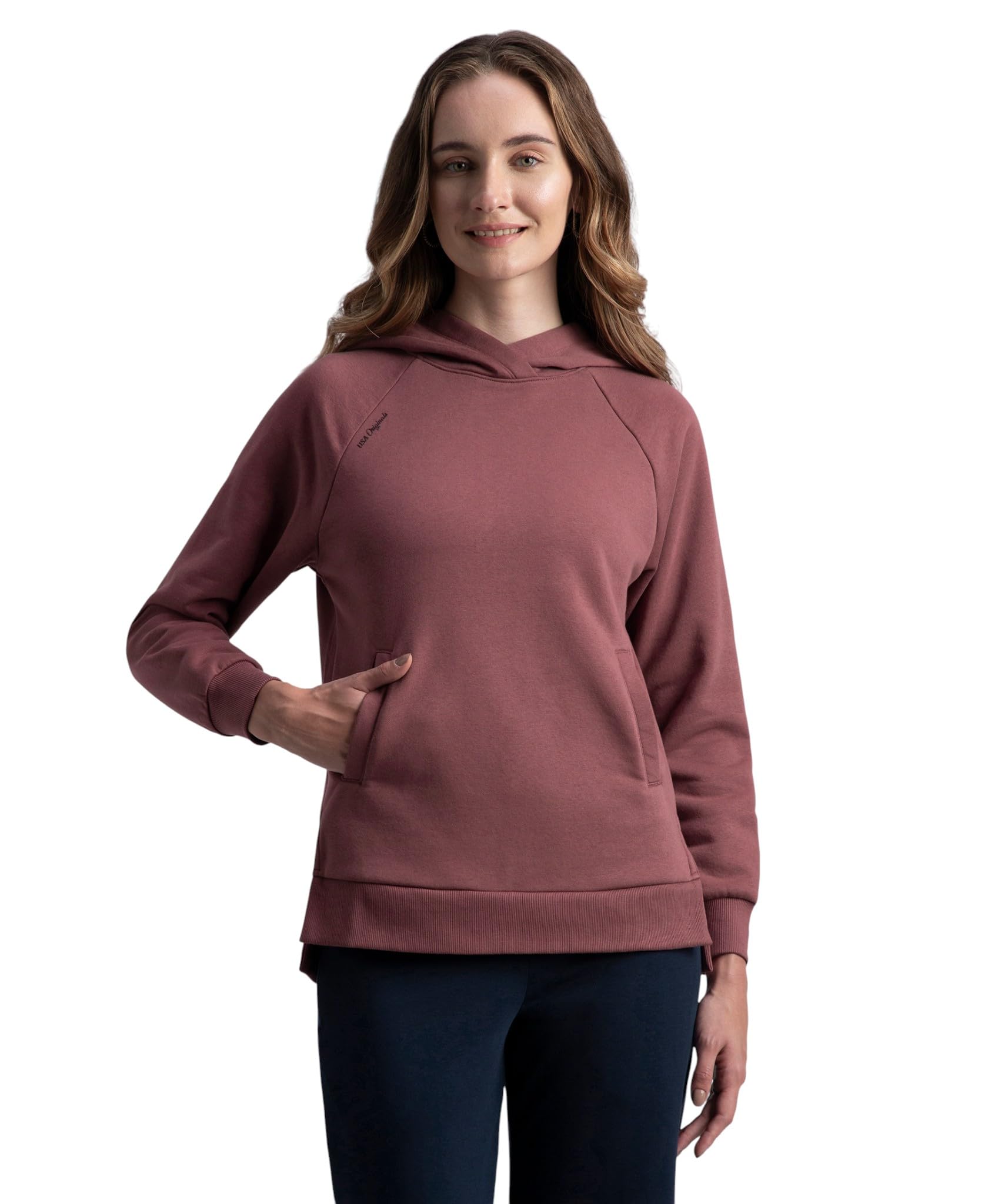 jockey U107 Women's Super Combed Cotton Rich Fleece Fabric Drop Shoulder Styled Hoodie Sweatshirt-picture-17