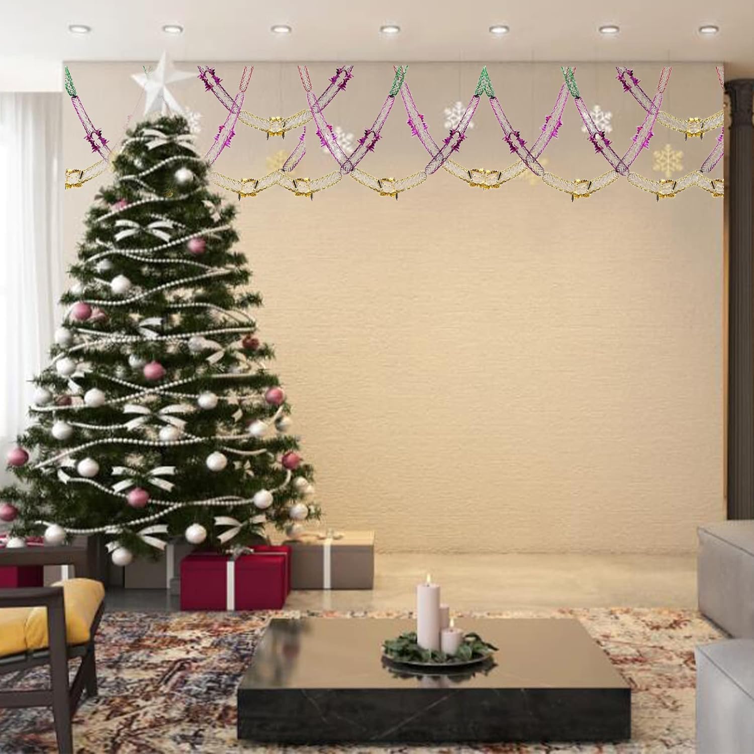 Lot De 12 Décorations De Plafond De Noël Dorées - Guirlande De Noël En Aluminium - Décorations Festives À Suspendre Au Plafond[G57] - Maison