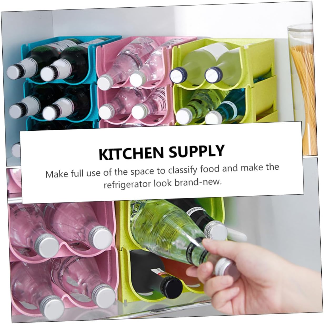SHOWERORO Firm Non-skid Fall Drink Box Storage Container Stackable Rack Beer Storage Box Refrigerator Drawer Can Rack