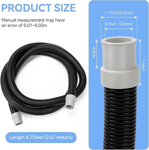 A20236 Ribbed Hosing for Fluval Hose Replacement Fit for Fluval FX2/FX4/FX6 Canister Filters, for Fluval Fx Hose Aquarium Filter Tubing Replacement Part, 8.75 ft
