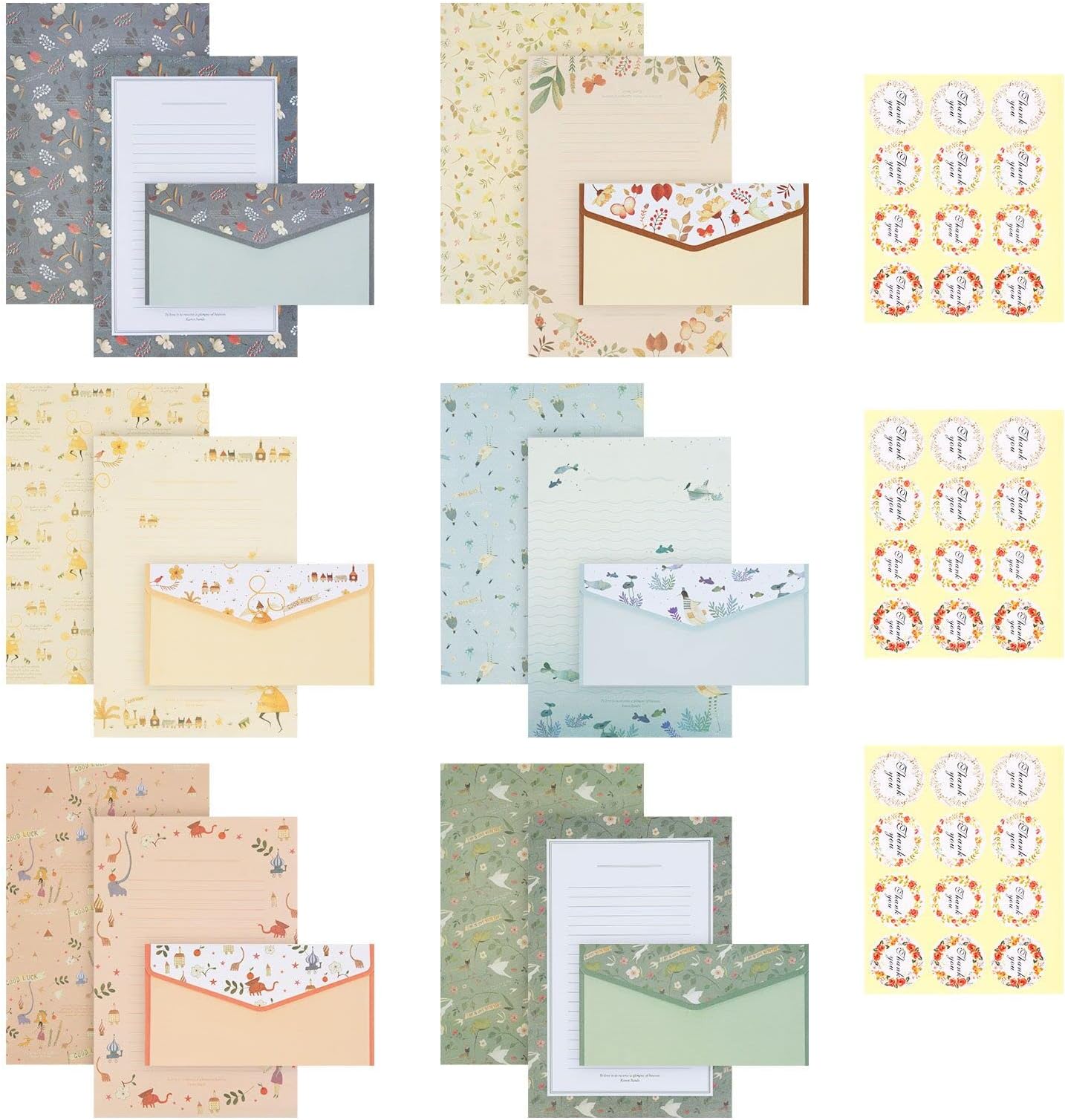 TYSK Design Briefpapier Modern Blumen - 50 Blatt + 25 Umschläge, Made In Germany